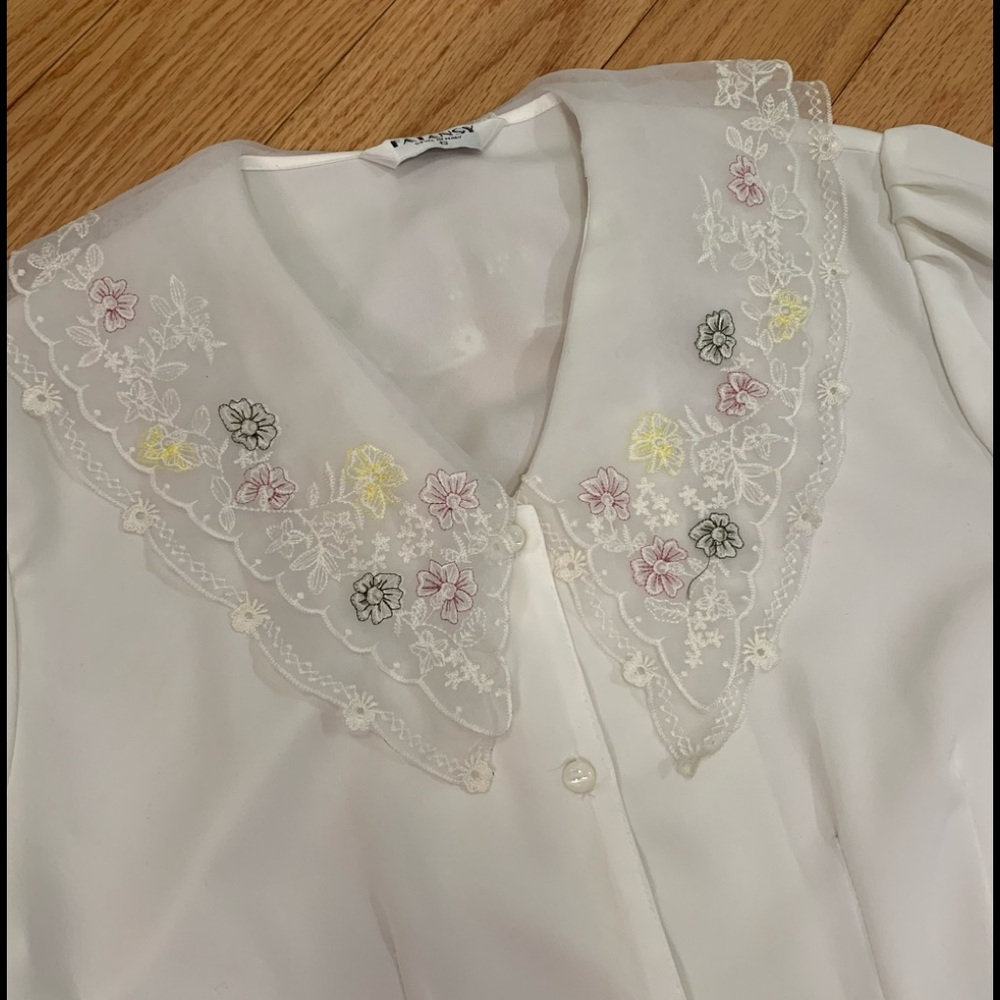 Vintage Embroidered Collar Blouse
